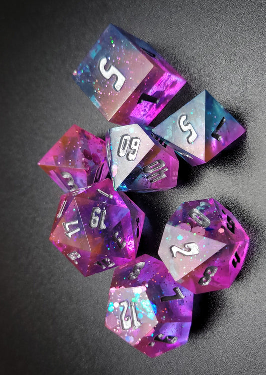 Faerie Fire / TTRPG / Handmade Artisan Resin Sharp Dice