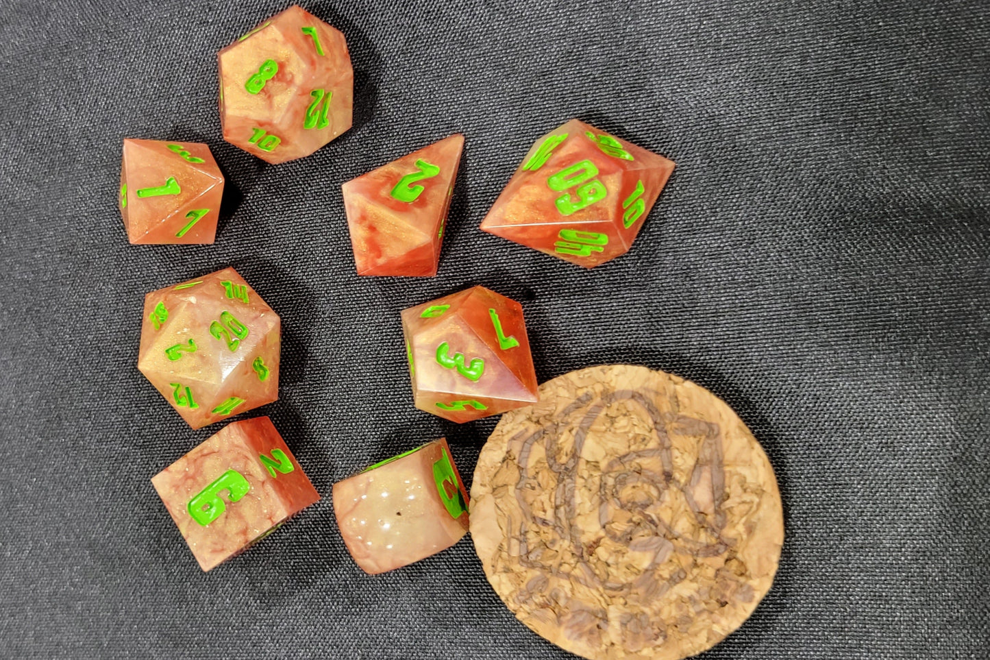 Summer Melon / TTRPG / Handmade Artisan Resin Sharp Dice
