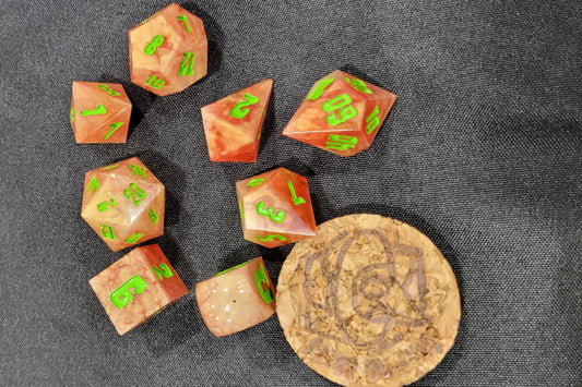 Summer Melon / TTRPG / Handmade Artisan Resin Sharp Dice