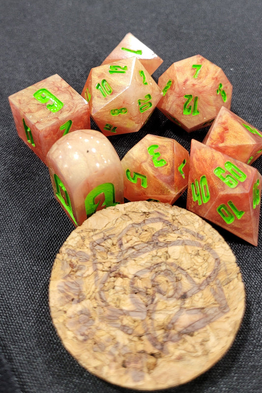 Summer Melon / TTRPG / Handmade Artisan Resin Sharp Dice