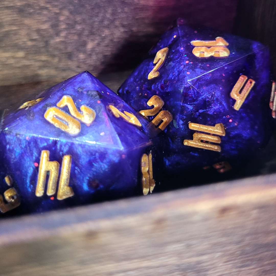 40mm Sharp d20/ Midnight Aether / TTRPG / Handmade Artisan Resin Dice
