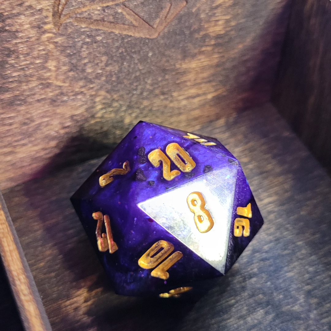 40mm Sharp d20/ Midnight Aether / TTRPG / Handmade Artisan Resin Dice