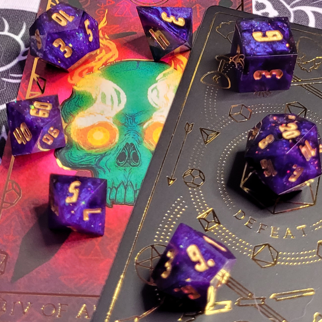 Midnight Aether / TTRPG / Handmade Artisan Resin Sharp Dice