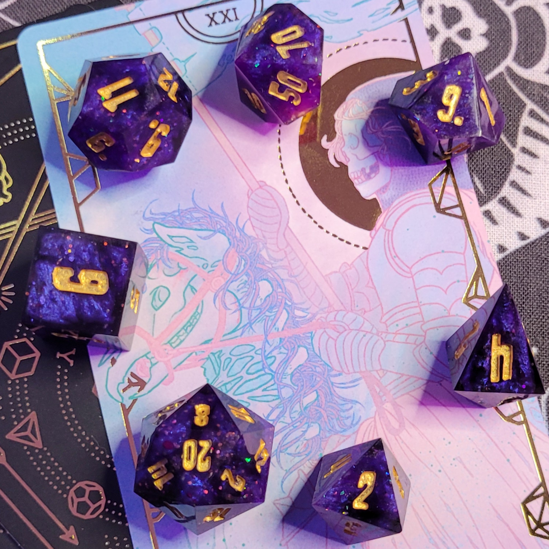 Midnight Aether / TTRPG / Handmade Artisan Resin Sharp Dice