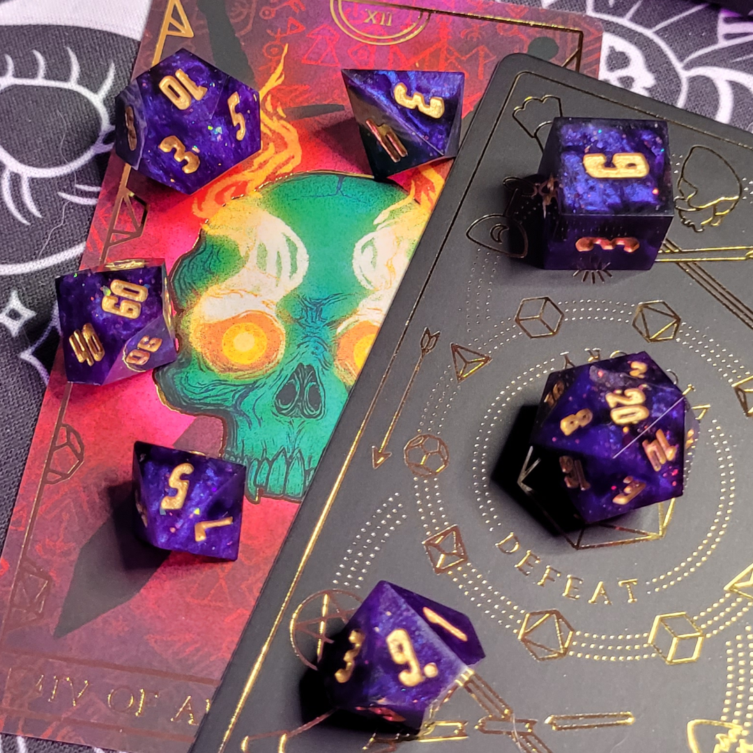 Midnight Aether / TTRPG / Handmade Artisan Resin Sharp Dice