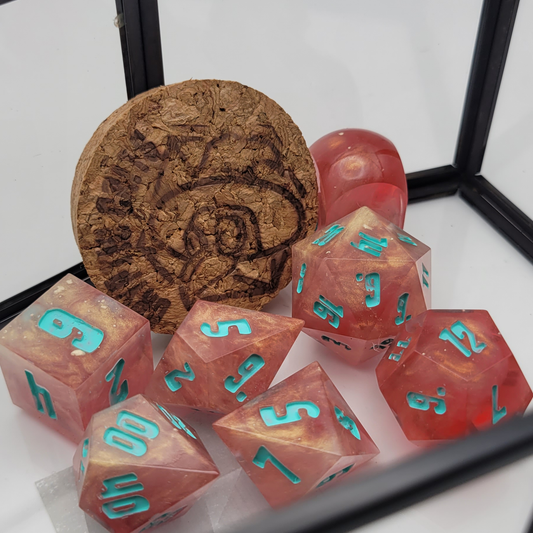 Strawberry Wine / TTRPG / Handmade Artisan Resin Sharp Dice