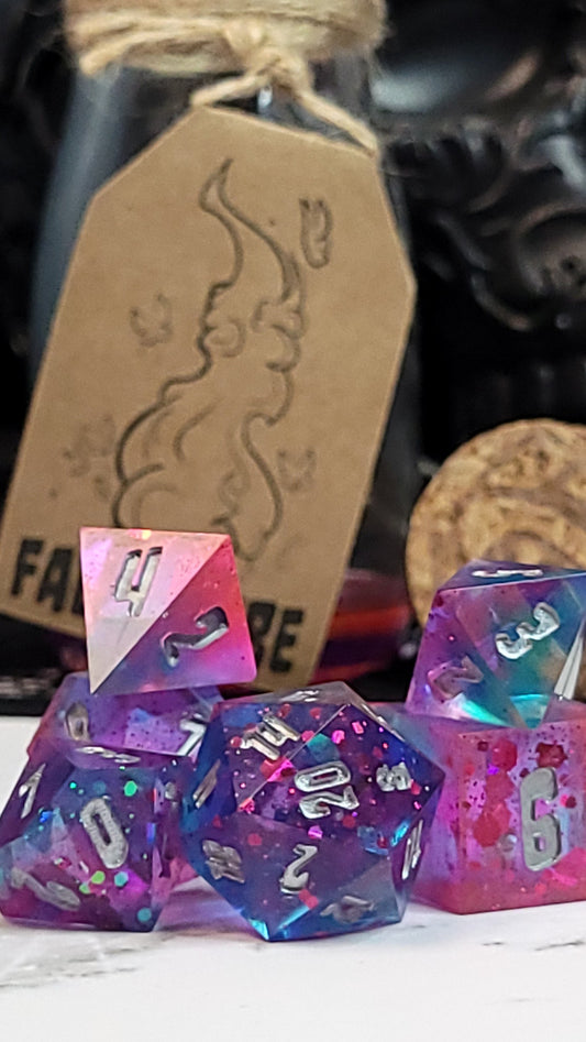 Faerie Fire / TTRPG / Handmade Artisan Resin Sharp Dice