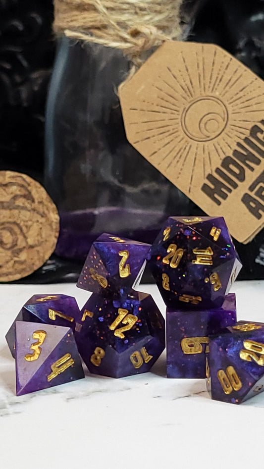 Midnight Aether / TTRPG / Handmade Artisan Resin Sharp Dice