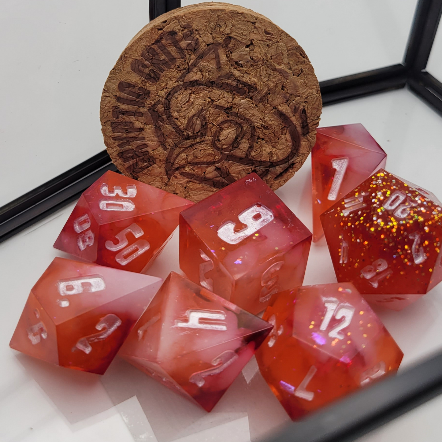Lesbian Pride / TTRPG / Handmade Artisan Resin Sharp Dice
