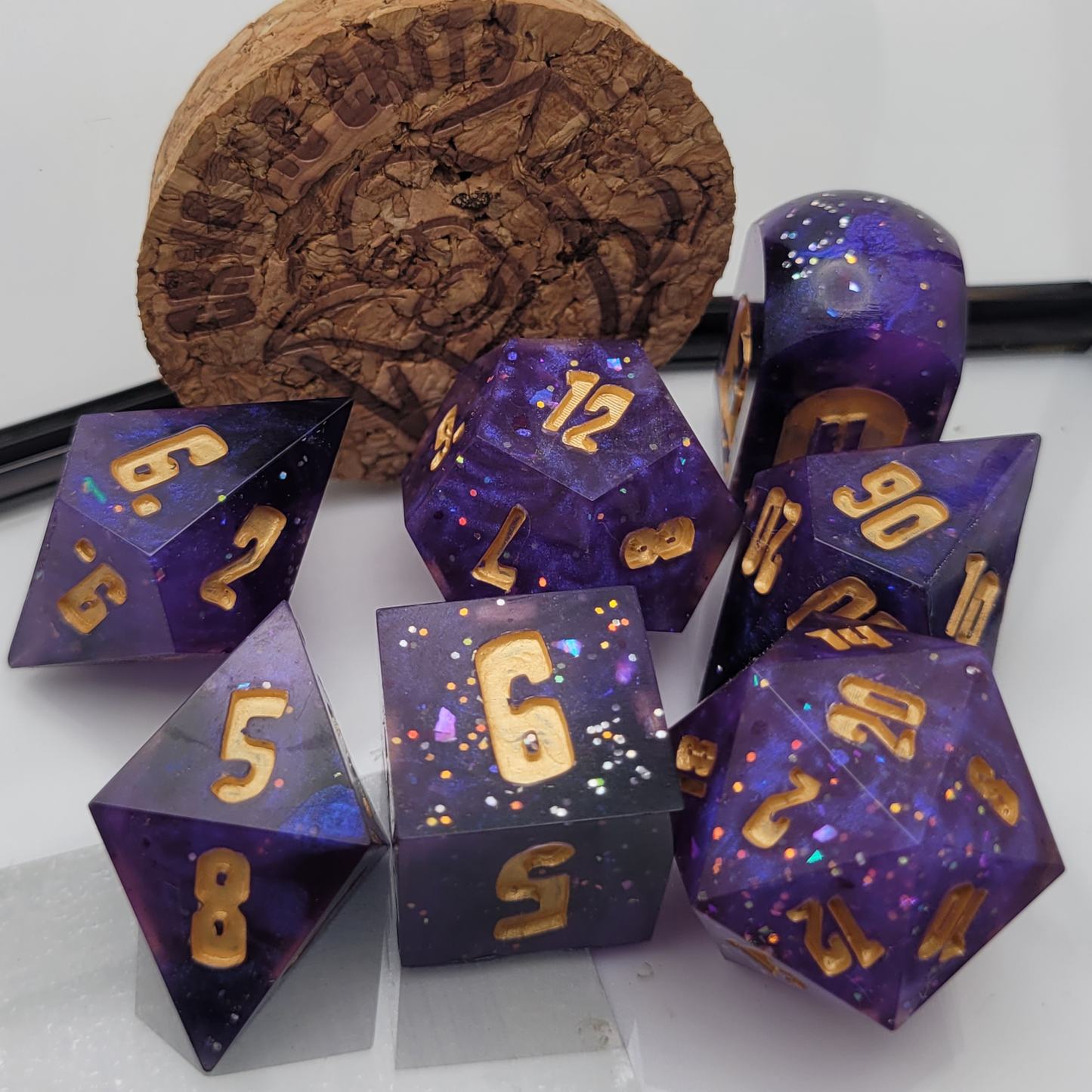 [PRE-ORDER] Midnight Aether / TTRPG / Handmade Artisan Resin Sharp Dice