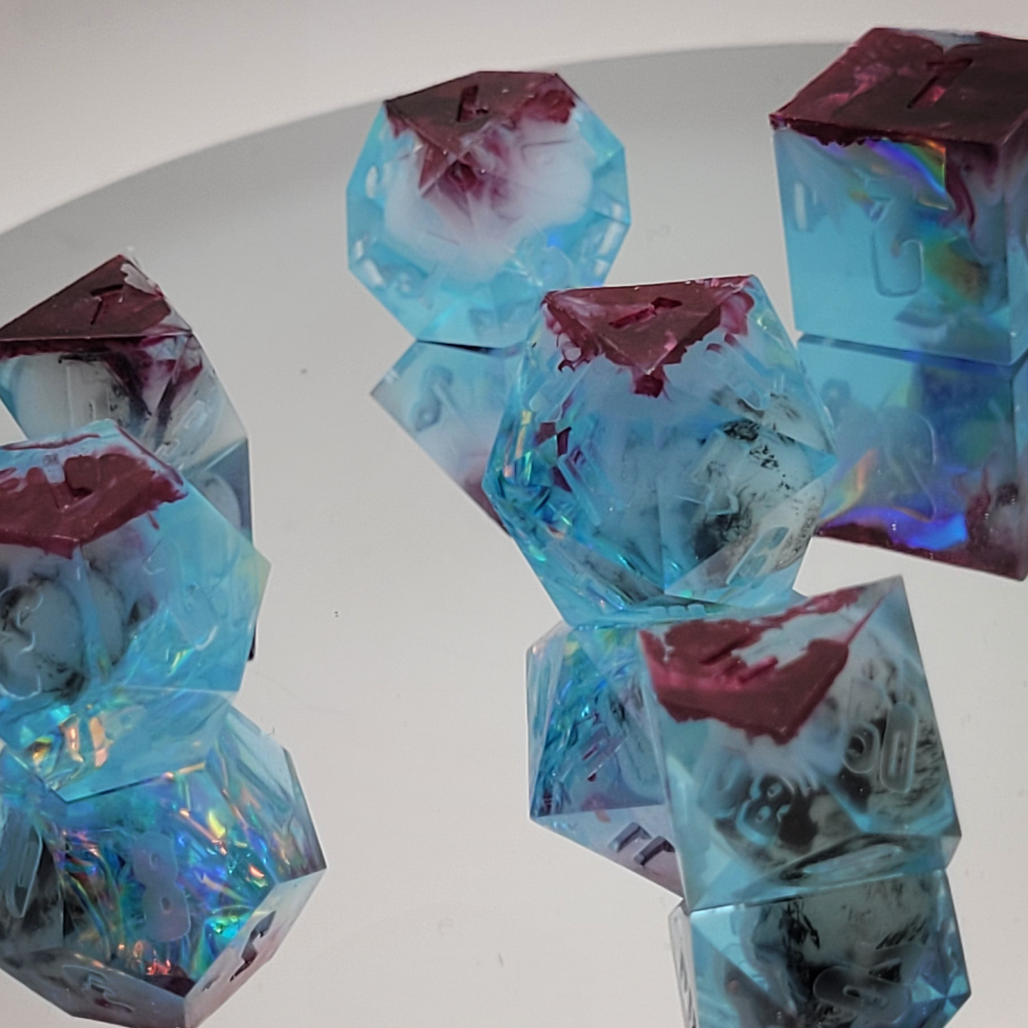 Red Snow / TTRPG / Handmade Artisan Resin Sharp Dice